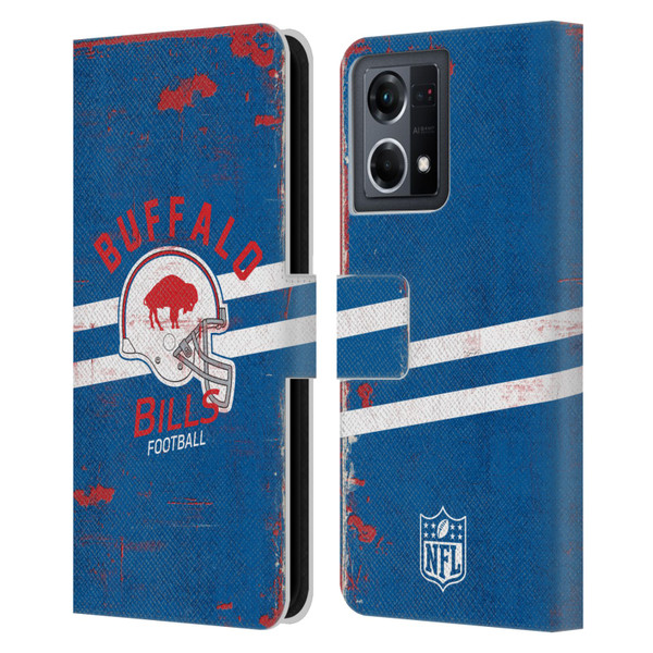 NFL Buffalo Bills Logo Art Helmet Distressed Leather Book Wallet Case Cover For OPPO Reno8 4G