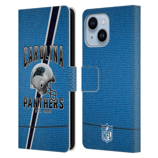 NFL Carolina Panthers Logo Art Football Stripes Leather Book Wallet Case Cover For Apple iPhone 14 Plus