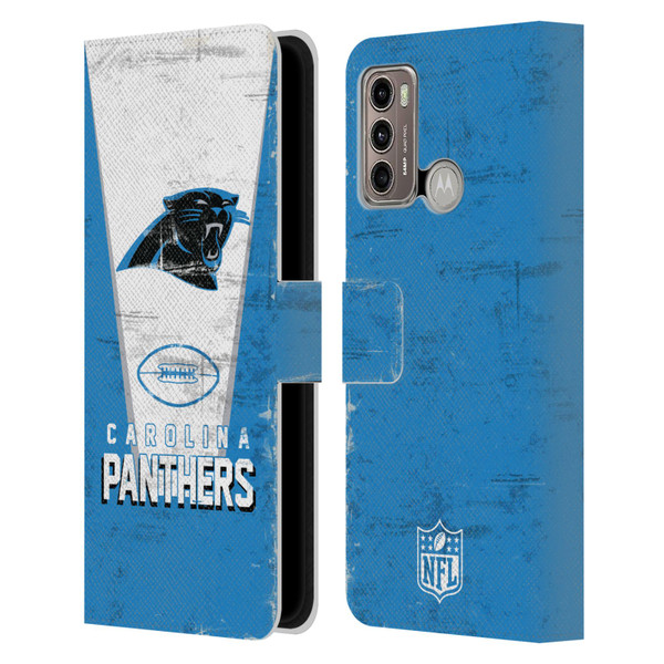 NFL Carolina Panthers Logo Art Banner Leather Book Wallet Case Cover For Motorola Moto G60 / Moto G40 Fusion