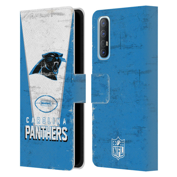 NFL Carolina Panthers Logo Art Banner Leather Book Wallet Case Cover For OPPO Find X2 Neo 5G