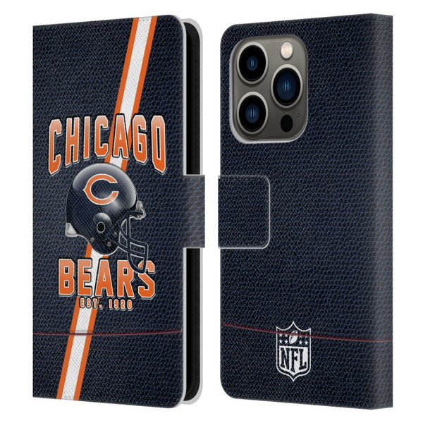 NFL Chicago Bears Logo Art Football Stripes Leather Book Wallet Case Cover For Apple iPhone 14 Pro