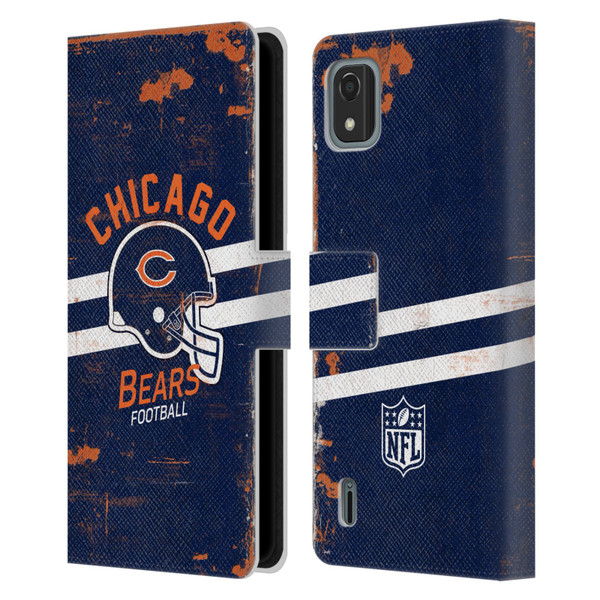 NFL Chicago Bears Logo Art Helmet Distressed Leather Book Wallet Case Cover For Nokia C2 2nd Edition