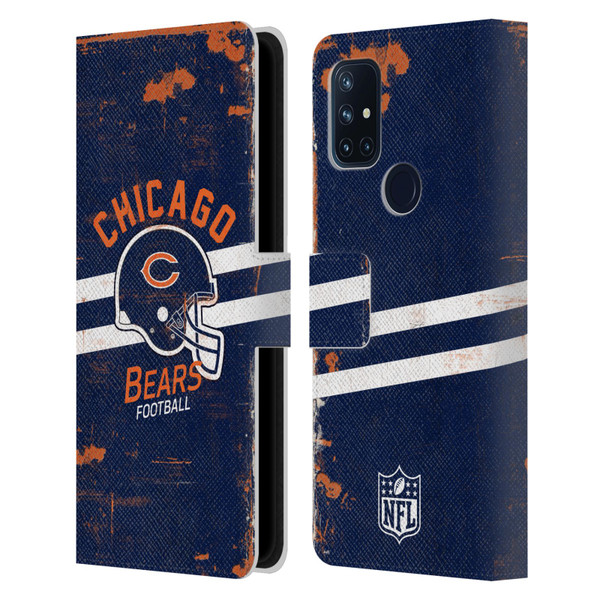 NFL Chicago Bears Logo Art Helmet Distressed Leather Book Wallet Case Cover For OnePlus Nord N10 5G