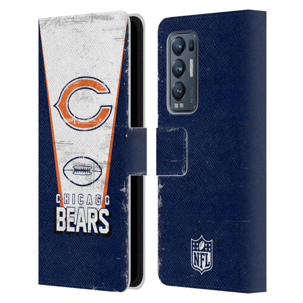 NFL Chicago Bears Logo Art Banner Leather Book Wallet Case Cover For OPPO Find X3 Neo / Reno5 Pro+ 5G