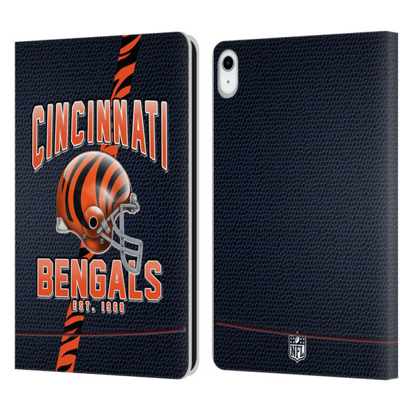 NFL Cincinnati Bengals Logo Art Football Stripes Leather Book Wallet Case Cover For Apple iPad 10.9 (2022)