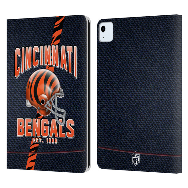 NFL Cincinnati Bengals Logo Art Football Stripes Leather Book Wallet Case Cover For Apple iPad Air 11 2020/2022/2024