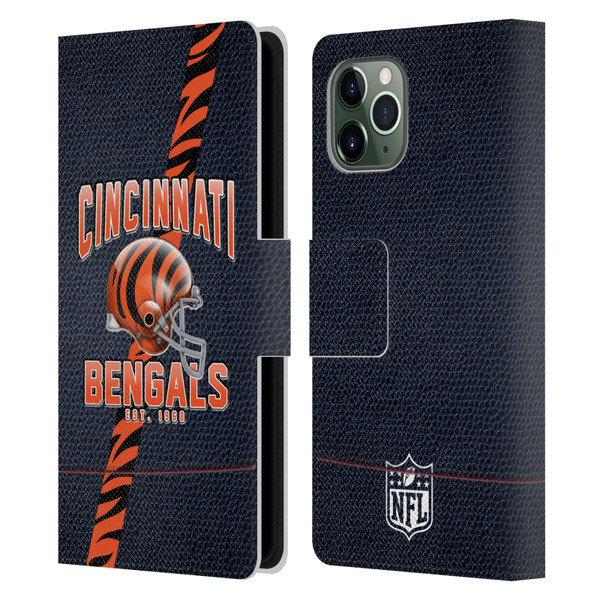 NFL Cincinnati Bengals Logo Art Football Stripes Leather Book Wallet Case Cover For Apple iPhone 11 Pro