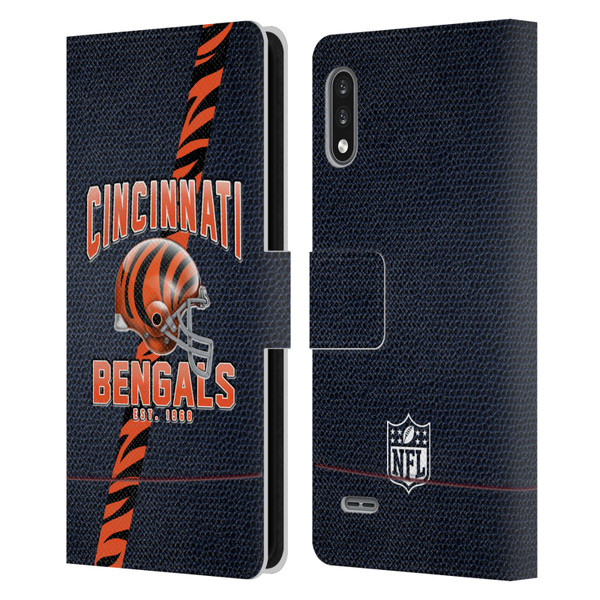 NFL Cincinnati Bengals Logo Art Football Stripes Leather Book Wallet Case Cover For LG K22