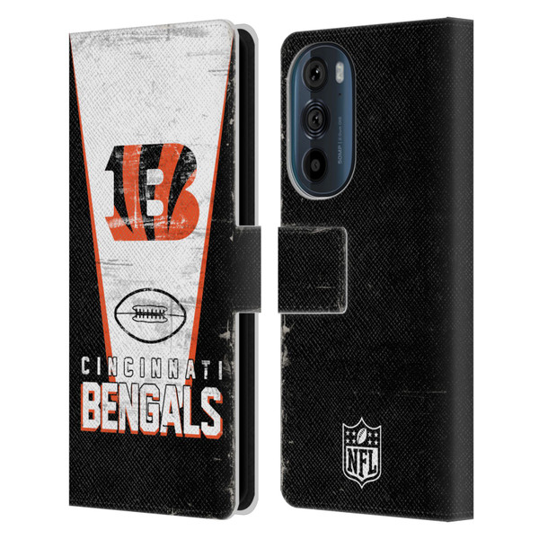 NFL Cincinnati Bengals Logo Art Banner Leather Book Wallet Case Cover For Motorola Edge 30
