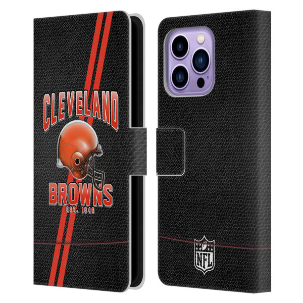 NFL Cleveland Browns Logo Art Football Stripes Leather Book Wallet Case Cover For Apple iPhone 14 Pro Max