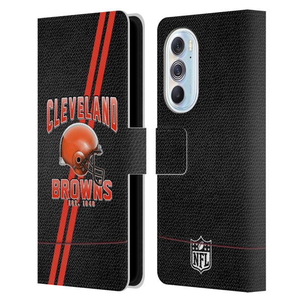 NFL Cleveland Browns Logo Art Football Stripes Leather Book Wallet Case Cover For Motorola Edge X30