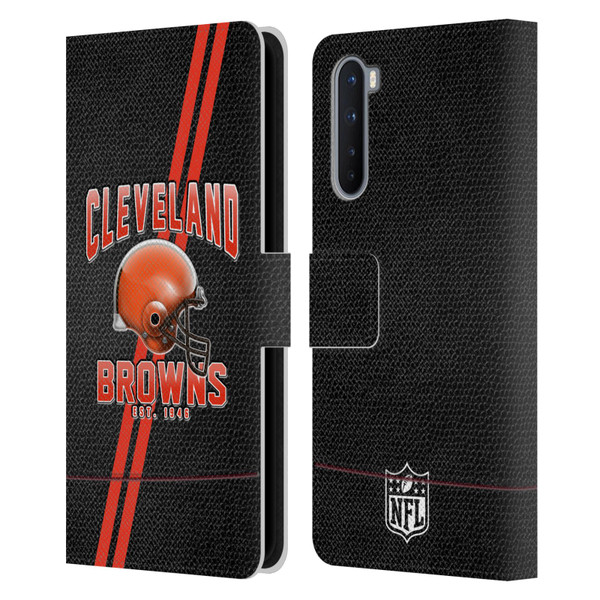NFL Cleveland Browns Logo Art Football Stripes Leather Book Wallet Case Cover For OnePlus Nord 5G