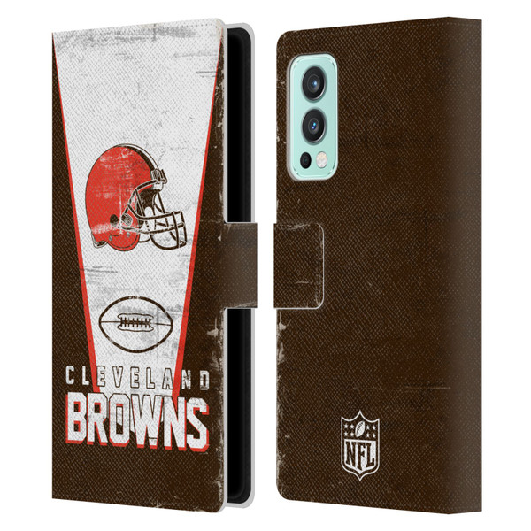 NFL Cleveland Browns Logo Art Banner Leather Book Wallet Case Cover For OnePlus Nord 2 5G