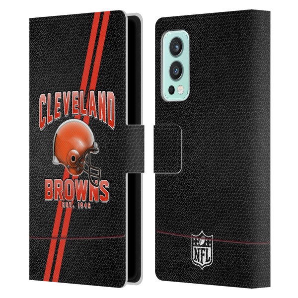 NFL Cleveland Browns Logo Art Football Stripes Leather Book Wallet Case Cover For OnePlus Nord 2 5G