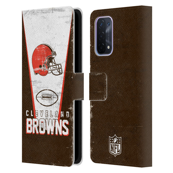 NFL Cleveland Browns Logo Art Banner Leather Book Wallet Case Cover For OPPO A54 5G