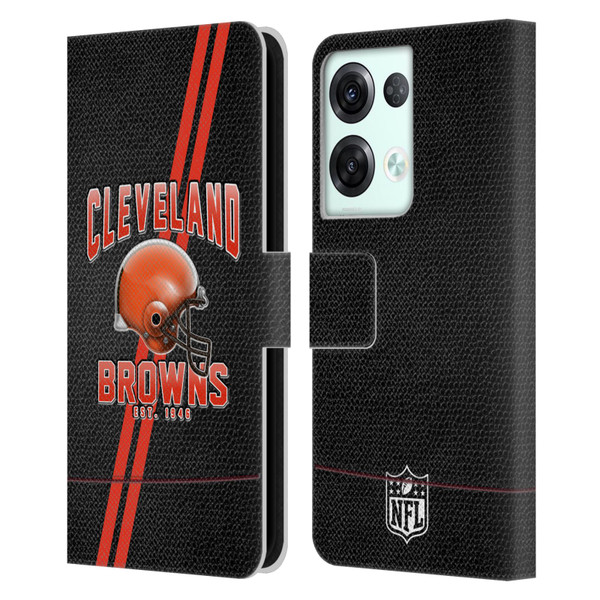 NFL Cleveland Browns Logo Art Football Stripes Leather Book Wallet Case Cover For OPPO Reno8 Pro