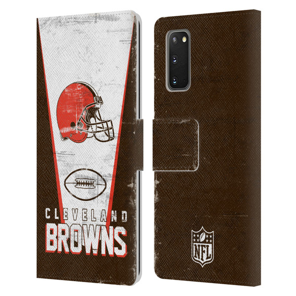 NFL Cleveland Browns Logo Art Banner Leather Book Wallet Case Cover For Samsung Galaxy S20 / S20 5G
