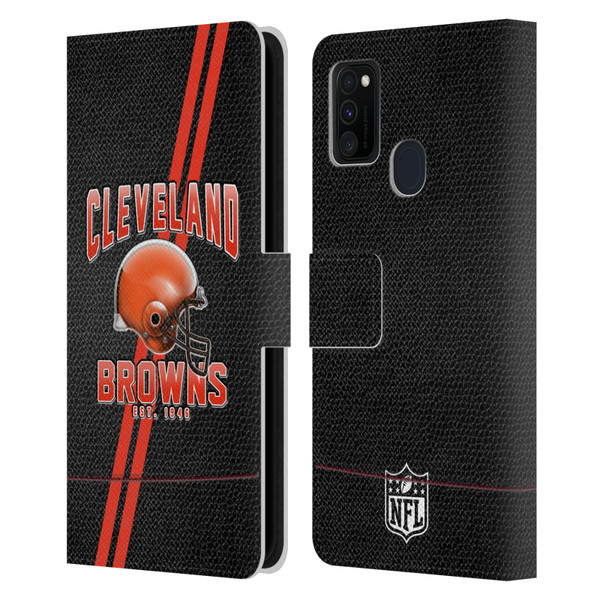 NFL Cleveland Browns Logo Art Football Stripes Leather Book Wallet Case Cover For Samsung Galaxy M30s (2019)/M21 (2020)