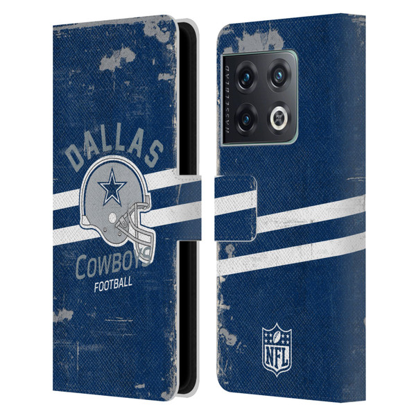 NFL Dallas Cowboys Logo Art Helmet Distressed Leather Book Wallet Case Cover For OnePlus 10 Pro