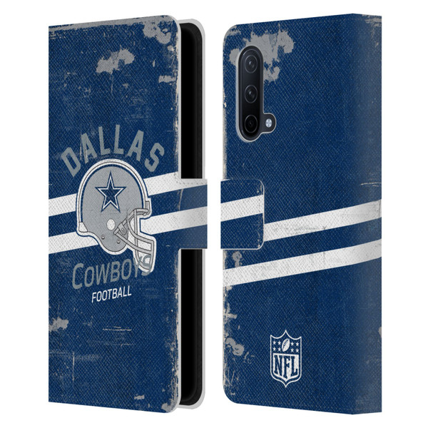 NFL Dallas Cowboys Logo Art Helmet Distressed Leather Book Wallet Case Cover For OnePlus Nord CE 5G