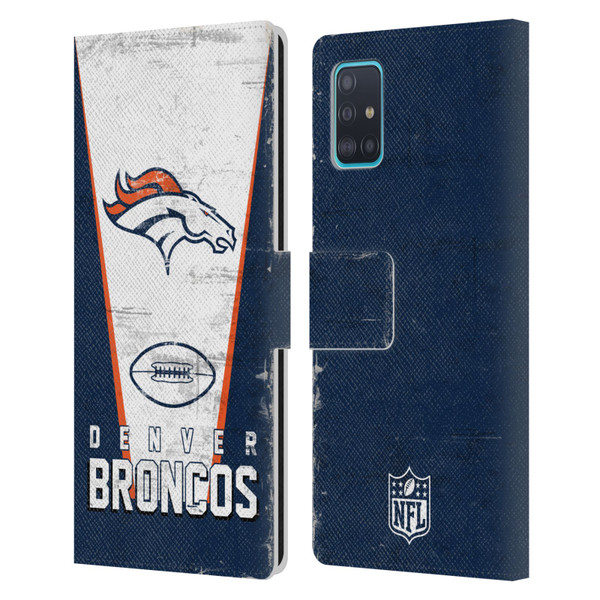 NFL Denver Broncos Logo Art Banner Leather Book Wallet Case Cover For Samsung Galaxy A51 (2019)
