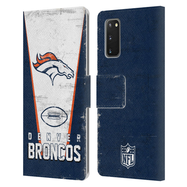 NFL Denver Broncos Logo Art Banner Leather Book Wallet Case Cover For Samsung Galaxy S20 / S20 5G
