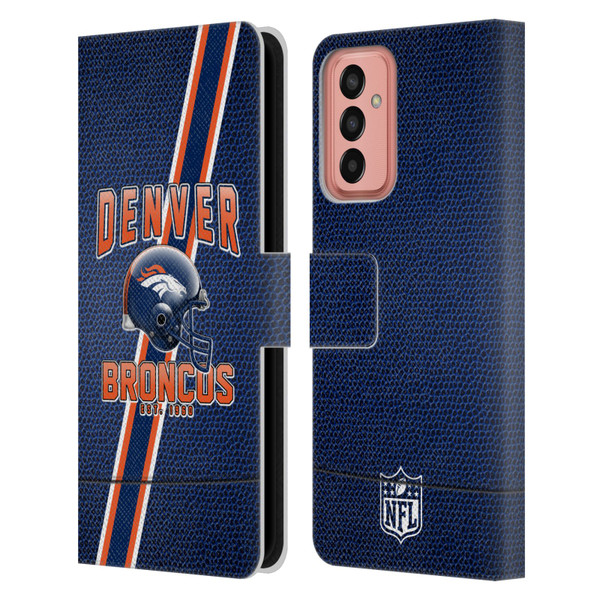 NFL Denver Broncos Logo Art Football Stripes Leather Book Wallet Case Cover For Samsung Galaxy M13 (2022)