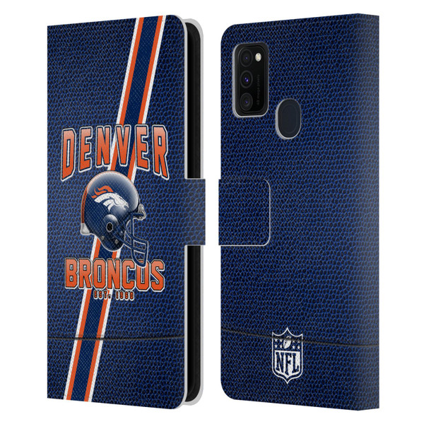 NFL Denver Broncos Logo Art Football Stripes Leather Book Wallet Case Cover For Samsung Galaxy M30s (2019)/M21 (2020)