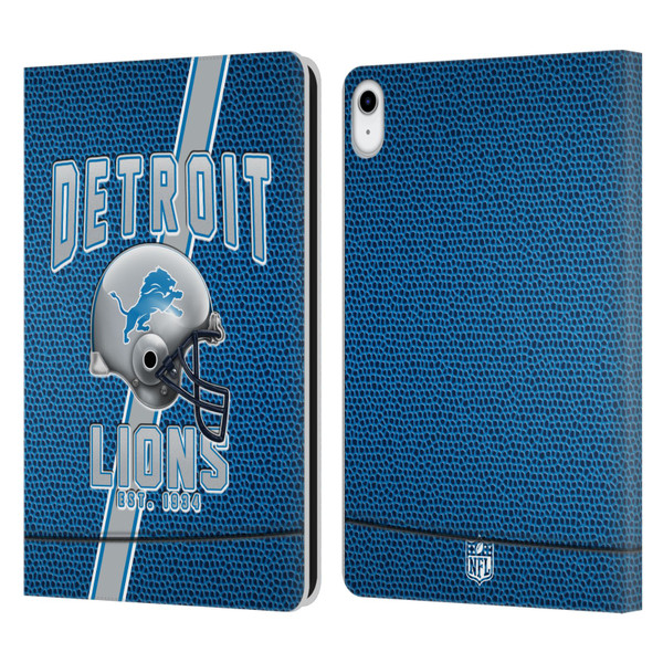 NFL Detroit Lions Logo Art Football Stripes Leather Book Wallet Case Cover For Apple iPad 10.9 (2022)