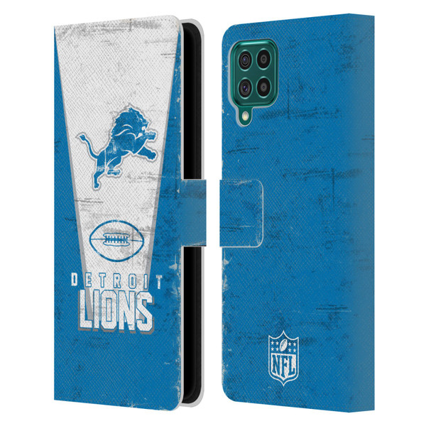 NFL Detroit Lions Logo Art Banner Leather Book Wallet Case Cover For Samsung Galaxy F62 (2021)