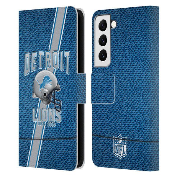 NFL Detroit Lions Logo Art Football Stripes Leather Book Wallet Case Cover For Samsung Galaxy S22 5G