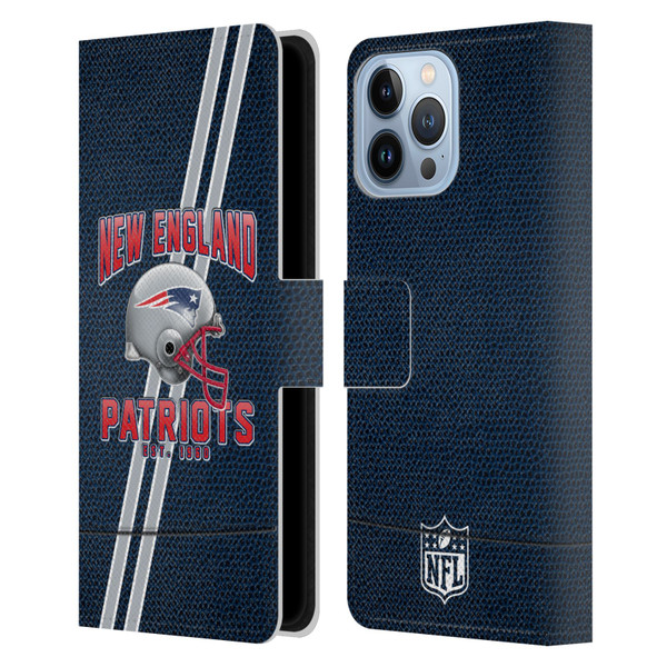 NFL New England Patriots Logo Art Football Stripes Leather Book Wallet Case Cover For Apple iPhone 13 Pro Max