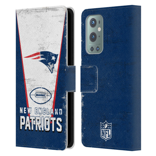 NFL New England Patriots Logo Art Banner Leather Book Wallet Case Cover For OnePlus 9