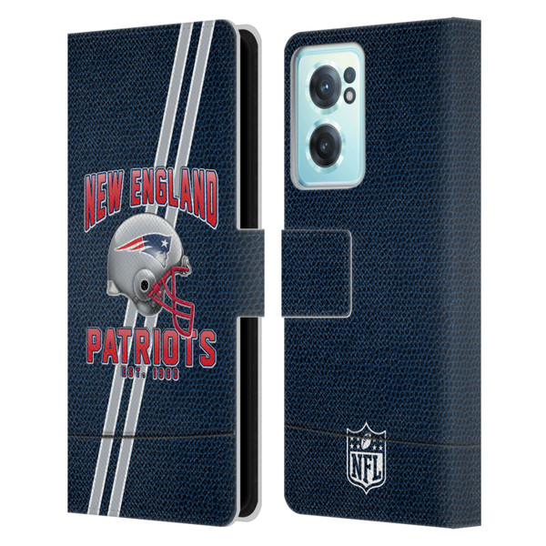 NFL New England Patriots Logo Art Football Stripes Leather Book Wallet Case Cover For OnePlus Nord CE 2 5G