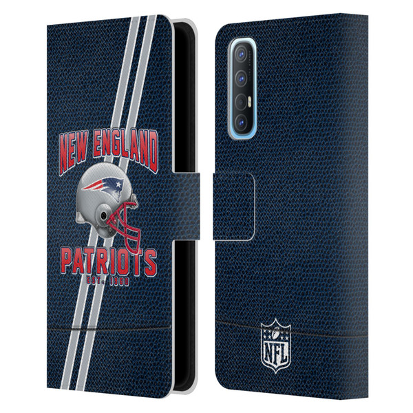 NFL New England Patriots Logo Art Football Stripes Leather Book Wallet Case Cover For OPPO Find X2 Neo 5G