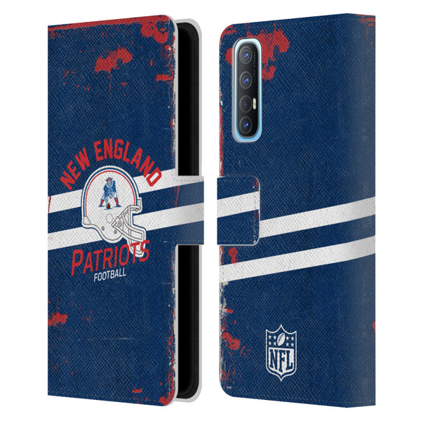 NFL New England Patriots Logo Art Helmet Distressed Leather Book Wallet Case Cover For OPPO Find X2 Neo 5G
