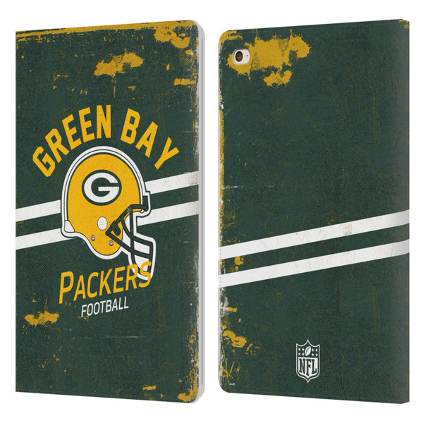 NFL Green Bay Packers Logo Art Helmet Distressed Leather Book Wallet Case Cover For Apple iPad mini 4