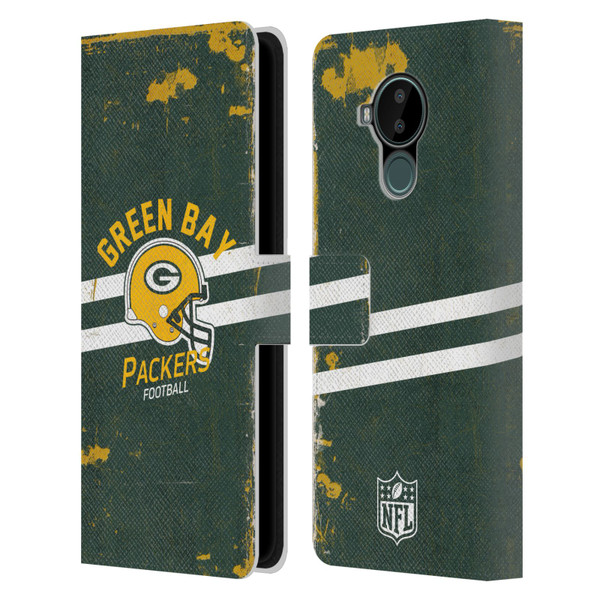 NFL Green Bay Packers Logo Art Helmet Distressed Leather Book Wallet Case Cover For Nokia C30