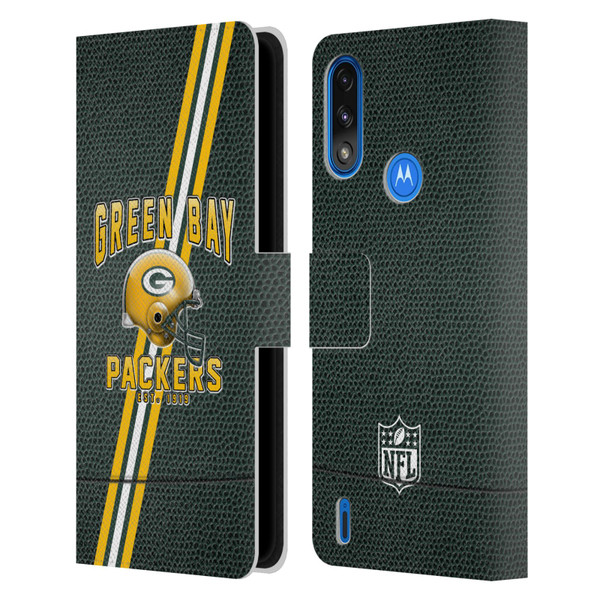 NFL Green Bay Packers Logo Art Football Stripes Leather Book Wallet Case Cover For Motorola Moto E7 Power / Moto E7i Power