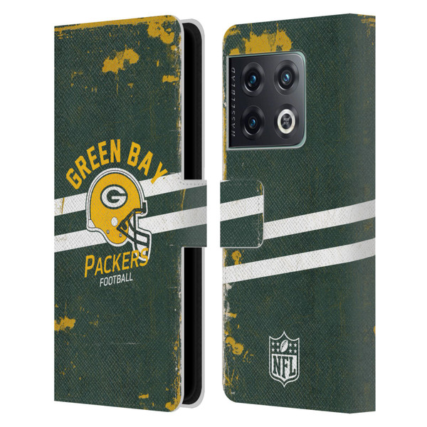 NFL Green Bay Packers Logo Art Helmet Distressed Leather Book Wallet Case Cover For OnePlus 10 Pro