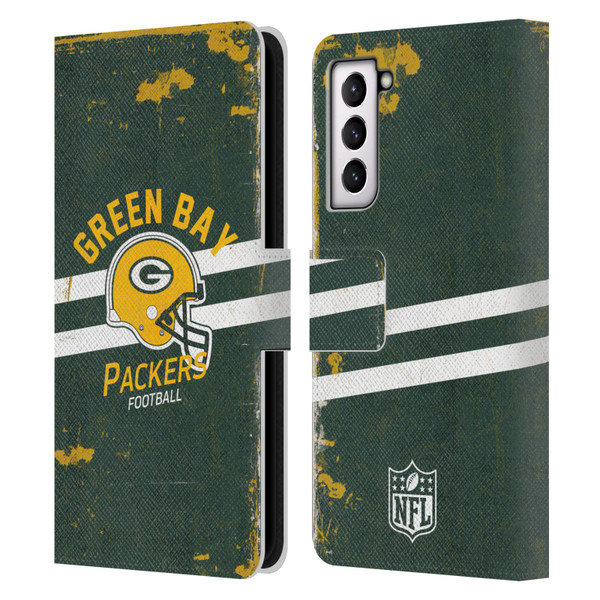 NFL Green Bay Packers Logo Art Helmet Distressed Leather Book Wallet Case Cover For Samsung Galaxy S21 5G NFL Green Bay Packers Logo Art Helmet Distressed Leather Book Wallet Case Cover For Samsung Galaxy S21 5G