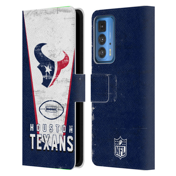NFL Houston Texans Logo Art Banner Leather Book Wallet Case Cover For Motorola Edge (2022)