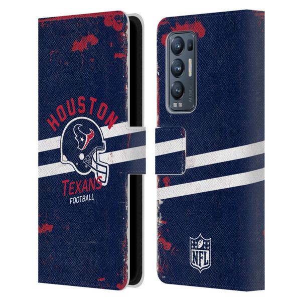 NFL Houston Texans Logo Art Helmet Distressed Leather Book Wallet Case Cover For OPPO Find X3 Neo / Reno5 Pro+ 5G