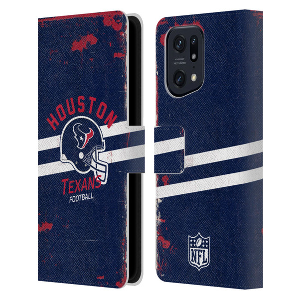 NFL Houston Texans Logo Art Helmet Distressed Leather Book Wallet Case Cover For OPPO Find X5 Pro