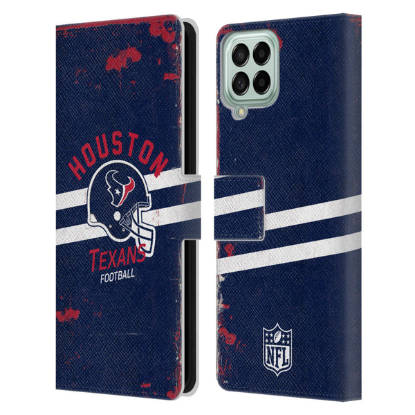 NFL Houston Texans Logo Art Helmet Distressed Leather Book Wallet Case Cover For Samsung Galaxy M33 (2022)