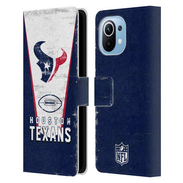 NFL Houston Texans Logo Art Banner Leather Book Wallet Case Cover For Xiaomi Mi 11
