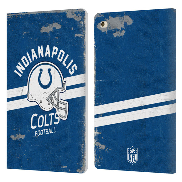 NFL Indianapolis Colts Logo Art Helmet Distressed Leather Book Wallet Case Cover For Apple iPad mini 4