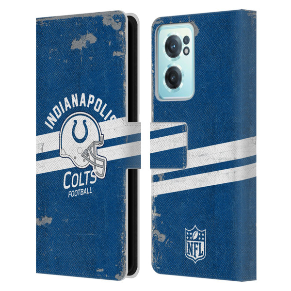 NFL Indianapolis Colts Logo Art Helmet Distressed Leather Book Wallet Case Cover For OnePlus Nord CE 2 5G
