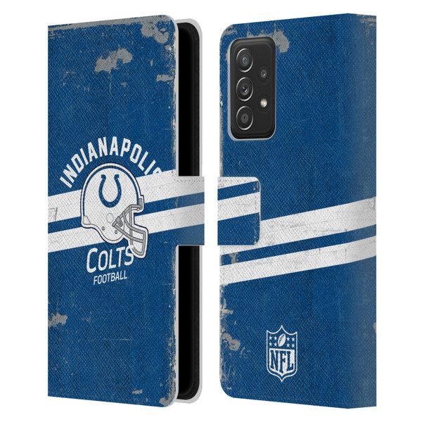 NFL Indianapolis Colts Logo Art Helmet Distressed Leather Book Wallet Case Cover For Samsung Galaxy A53 5G (2022)