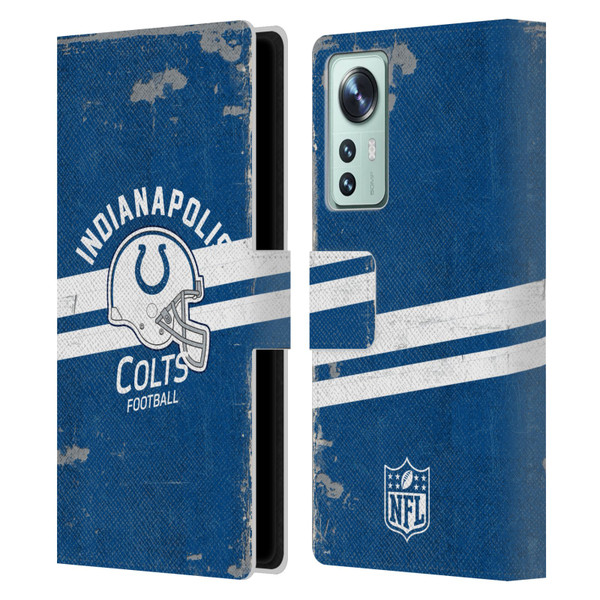 NFL Indianapolis Colts Logo Art Helmet Distressed Leather Book Wallet Case Cover For Xiaomi 12